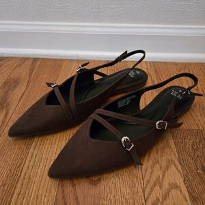Dark Brown Slingback Flats